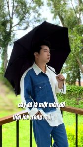 Ô dù đi mưa tự động thông minh 2 chiều THE ARTHUR Nason Umbrella - Tay cầm phủ kim loại cao cấp màu Bronzo - Nan ngược chống gió to hạn chế lật