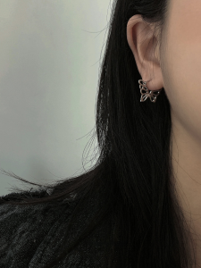 Bolofly Ins Trendy Minimalist Butterfly Hollow Earstuds for Women Hong Kong Retro Style Earrings