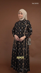 NMR Gamis Katun Bordir Kombinasi Cerruty Vol 3418