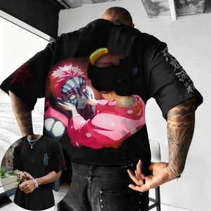Bandai | Demon Slayer Mens T-shirt Akaza Koyuki Summer Anime Tee Spring and Autumn Boys Fashion Short-sleeved Parent-child Wear