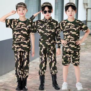 Camouflage Special Forces Childrens Outfit Summer Camp Outdoor Gear Military Training Performance Suit Breathable Polyester