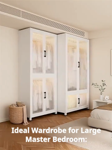 FurnishFiesta Heavy-Duty Steel Wardrobe Clothes Storage Cabinet With Magnetic Door & Dust/Moisture-Proof Design for Indoor