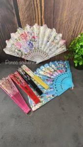 50 Pcs Kipas Satin Gliter Kemasan Plastik/ Kemasan Box