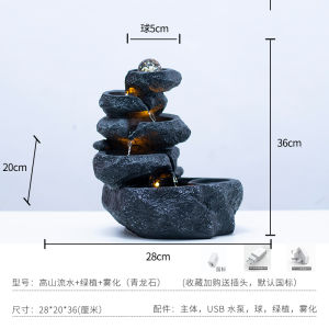 Mountain Water Fengshui Wheel Crystal Ball Rockery Fountain Shop Living Room Desktop Accessible Luxury Flowing Water Ornaments Circulating Water