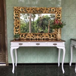 MEJA KONSUL JATI 120*40*75cm + PIGURA CERMIN 120*80 cm