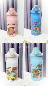 1000ML Capybara Tumbler With Straw 304 Stainless Steel Portable Botol Air Tahan Sejuk Kapibara 大容量卡皮巴拉保温杯1L