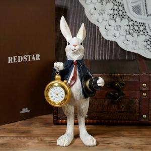 Tượng Thỏ Trắng Alice Ở Xứ Sở Thần Tiên Bằng Nhựa Resin Có Đồng Hồ Trang Trí Bàn Kiểu Cổ Điển Quà Tặng Mùa Xuân Cho Nhà Và Văn Phòng