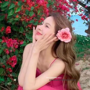 Beach Vacation Pink Flower Hair Clip Womens Hot Style Elegant Side Hair Card Headwear Floral Hair Accessories out