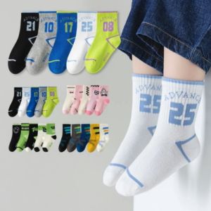Kids High Quality 5 Pairs Cotton Socks Breathable and Affordable Socks for Boys and Girls 3-15 Years Old