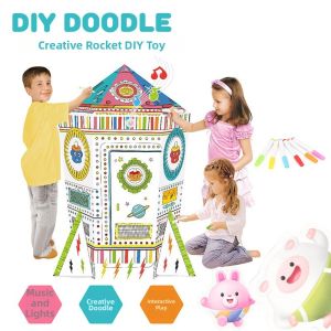 Children DIY Doodle Cardboard Toy House 3D Assembled Playhouse Tent