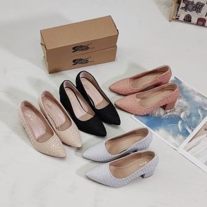 2inch Fashion Chunky Slip on Pointed Toe Elegant Style Women's Heels GK237