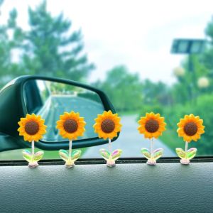 NEW 5pcs Cute Sunflower Design Car Ornaments Car Dashboard Car Window Edge Decoration Car Interior Decoration Accessories