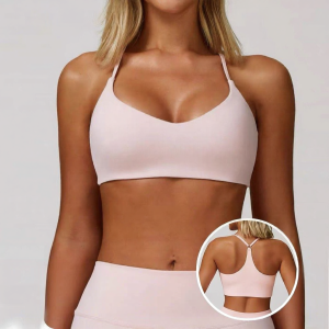 Fuzzy Texture Y-Shape Back Beauty Sports Bra