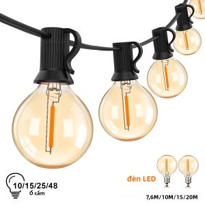 Đèn Dây Ngoài Trời G40 Kiểu Cổ Điển Bóng Đèn LED Thủy Tinh Màu Hổ Phách Có Thể Điều Chỉnh Độ Sáng Chống Nước IP44 Dùng Trang Trí Sân Nhà Có Thể Nối Nối Đèn Dây Trang Trí Kiểu Tiên.