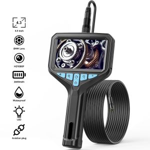 Handheld Endoscope Camera 4.3 Inch IPS Screen 1M-30M HD1080P 8MM Lens Pipe Inspection Borescope 8 LEDs Removable 2600mAh Battery