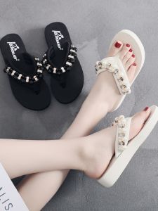 QIAOHUI | Fashion Slip-on Summer Sandals With Thick Soles and Pearls