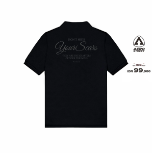 Aerostreet Polo Shirt Your Scars Hitam Man  Kaos Kerah Poloshirt QFAA2