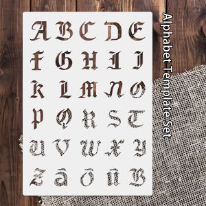 1PC A4 Gothic Alphabet Stencil 8.3×11.7 inch German Letter Template Reusable Painting Stencil for DIY Crafts Wood Signs Jour