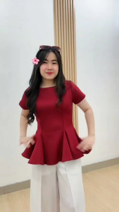 AUVESION Lucielle Peplum Scuba Blouse 6345 | Blouse Wanita