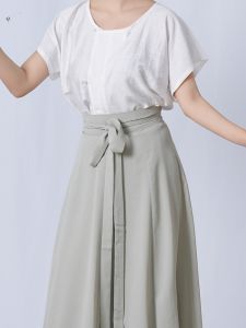 Comfortable Breathable Tang Style Short Shirt Silk Hanfu Womens Summer Fashion round Neck Three Button Closure Short Sleeve