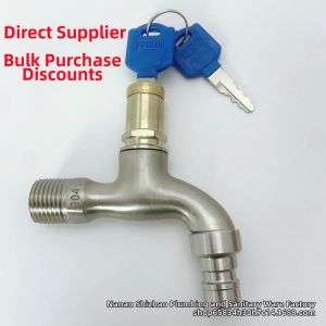 Pull Brushed Alloy Lockable Anti-theft Quick Opening Water Tap for Washing Machine
