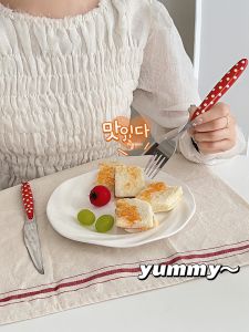 Stainless Steel Long Handle Ceramic Soup Spoon Western Dining Utensils Dessert Spoon Home Use Coffee Spoon Ins Style Spoon