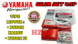 GEAR SET+RANTAI KODE-45P ORIGINAL ASLI YAMAHA BYSON KUALITAS ORI YAMAHA YPG PRESISI DAN AWET HONDA .