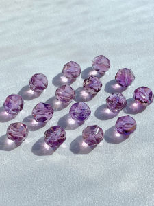 สร้อยคอโซ่แขนคริสตัลสีม่วงธรรมชาติ ลูกปัดสี่เหลี่ยมเล็กๆ ลูกปัดหลากหลาย ชุดหกองประกอบ เครื่องประดับ DIY