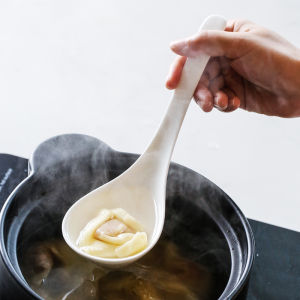 Large Ceramic Soup Spoon Long Handle Home Use Porcelain Spoon Rice Spoon Soup Serving Long Handle Spoon Blue Lotus Brand