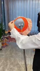 Orange Extendable Microfiber Dust Sunflower Mop Rotating Head Removable Cloth Mop Lantai Mop Head Ceiling Fan Duster