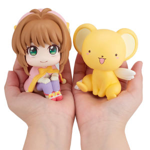 Bandai | 10cm Card Captor Sakura Anime Figure Look Up Kinomoto Sakura Action Figure Q Version Cerberus Figurine PVC Collection Model Toys