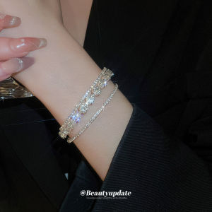 สร้อยข้อมือดอกไม้ประดับเพชรหรูหราทันสมัยสําหรับผู้หญิงสไตล์เกาหลีน้ําหนักเบาอุปกรณ์เสริมระดับไฮเอนด์ที่สมบูรณ์แบบสําหรับสุภาพสตรีมีสไตล์