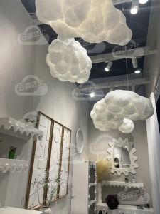 Flame Retardant Cotton Cloud Lamp Commercial Shop Clothing Store Hotel Lobby Dining Lighting Chandelier Resin Lamp Holder