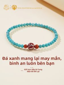 POTALA PALACE | Six Character Mantra Turquoise Silver Xiaomi Pearl Bracelet