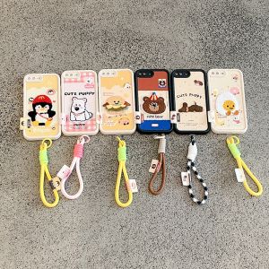 Ốp lưng hoạt hình dễ thương cho Samsung Galaxy A16 A36 A56 A06 A05 A05s LTE 4G 5G Ốp điện thoại thiết kế mới thêu hình chó chim cánh cụt gấu da silicon chống sốc mềm mại có dây đeo