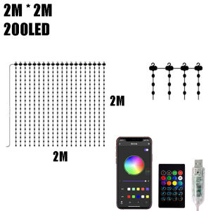RGBIC Curtain Light String APP Bluetooth Remote Control String Lights USB Plug LED Curtain Light for Christmas Room Decorations