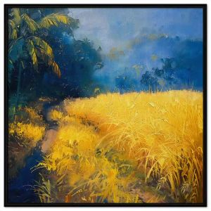 Tranh phong cảnh làng quêcánh đồng lúa chín vàngphong cảnh quê hươngtranh treo tườngdán tường.CGI-497