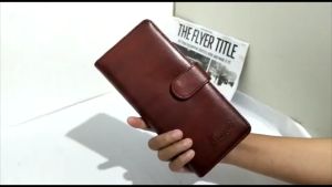 Dompet lipat panjang wanita kulit sintetis wallet paspor tempat handphone polos muat uang dan kartu