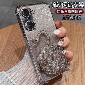 Honor60 pro Silicone Phone Case with Lens Film Full Cover Airbag Anti-Fall Transparent Soft Cute Female Stand New Curved Screen