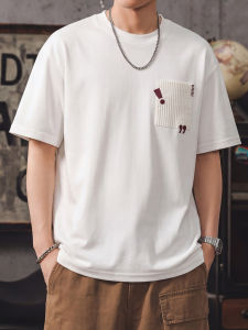 Fashion Brand Embroidered Pocket Breathable American Style Mens T-Shirt
