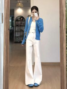 Quần Jeans Ống Loe Lưng Thấp Rộng Cho Nữ Mùa Thu Quần Dài Dài Đến Sàn Cạp Cao 175 Cm Phong Cách Mỹ