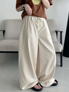 Quần Ống Rộng Lưng Cao Bằng Cotton Nguyên Chất Quần Dài Đến Sàn Có Dây Rút Quần Ống Rộng Quần Dài Thường Ngày Quần Ống Rộng Mùa Hè