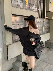 Casual Summer Womens Set: Long Sleeve Vest Slim-fit Half Skirt and Flared Pants Three-piece Fashion Outfit for 18-25 Year Olds