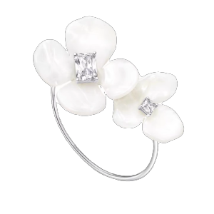 Fashionable Pure Silver Bracelet with Iris Flower Design Stackable Open Hand Ring Womens Jewelry Luxury Gift Item