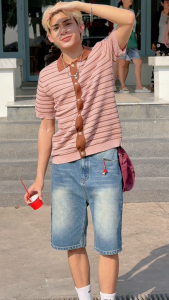 KINS | กางเกงยีนส์ขาสั้นผู้ชาย F115 ทรงตรง ใส่ง่าย ผ้านุ่ม สีเฟดวินเทจ มีให้เลือก 3 สี