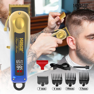 MAGICOR Professional Hair Clipper LED Display Golden & Blue Gradient USB Rechargeable Cordless for Men Hair Cutting Machine
