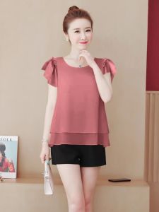 Chiffon Shirt 2024 New Arrival Womens Loose K-style Plus Size Plus Size Ladies Belly-Covering Coat Age-Reducing Beautiful Chic Beautiful Small Shirt