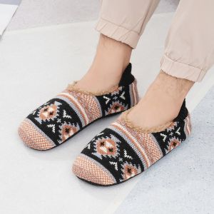 Warm Thickened Woolen Floor Socks for Men Winter Home Shoes Slipcovers Anti-slip Fleece-lined Cozy Foot Warmers Indoor Wear