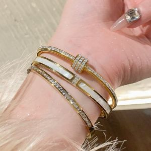 1PC Titanium Steel Stainless Steel Inlaid Zircon Gold Plated Bracelet Classic and Simple Style Suitable for Womens Daily Wear
