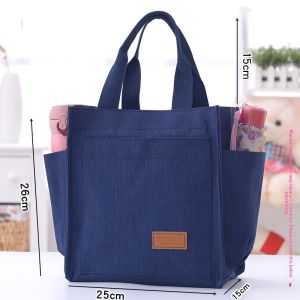 Japanese Style Insulated Aluminum Foil Lunch Box Bag with Water Cup Position Handheld Bento Bag Student Lunch Bag Mommy Handheld Cloth Bag